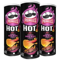Snacks<Pringles 3x HOT Smokin' BBQ Ribs 160 gr
