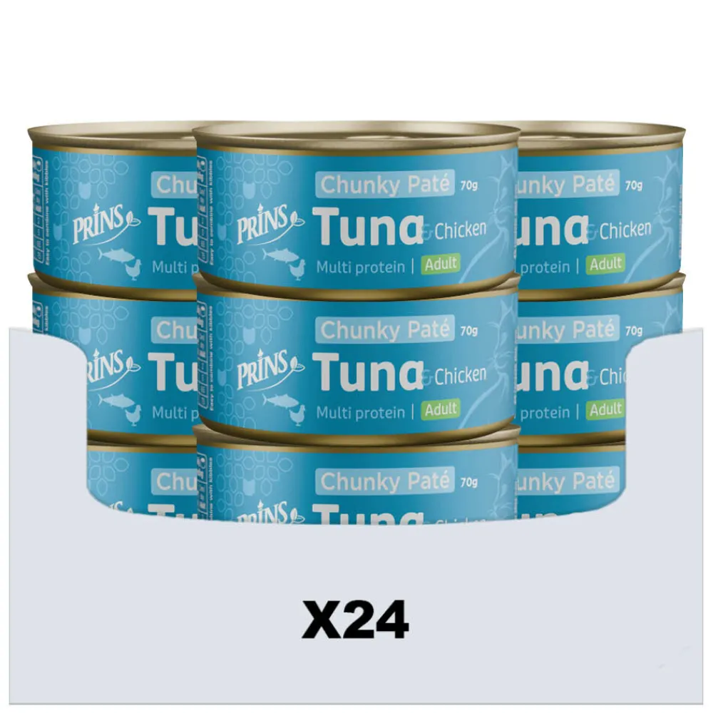 24x Chunky Paté Kattenvoer Nat Tonijn & Kip 70 gr^Prins Clearance