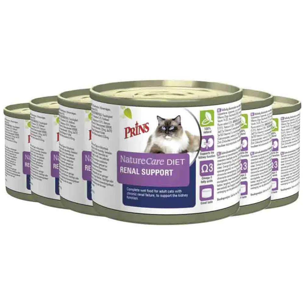 Kattenvoer<Prins 6x NatureCare Diet Kattenvoer Nat Renal Support 200 gr