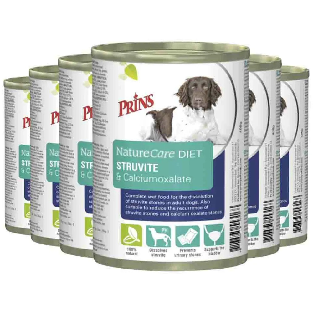 6x NatureCare Diet Struvite & Calciumoxalate Hondenvoer Nat 400 gr^Prins Online