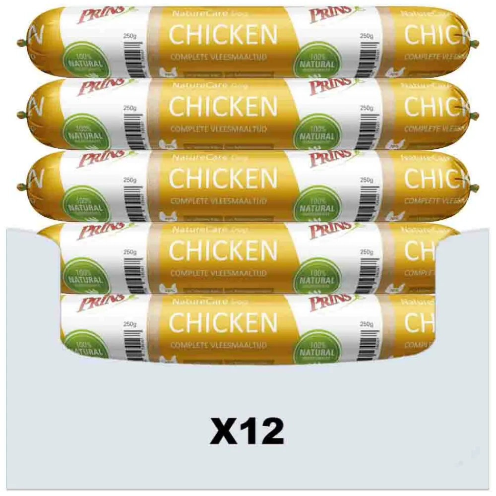 Hondenvoer<Prins 12x NatureCare Hypoallergeen Hondenvoer Worst Kip 250 gr