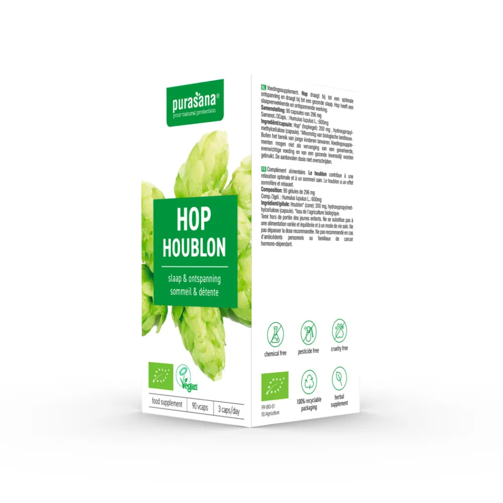 Rustgevend & Slapen<Purasana 2x Hop 200 mg 90 Vegacapsules
