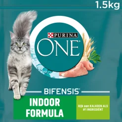Kattenvoer<Purina ONE 4x Indoor Kalkoen 1,5 kg