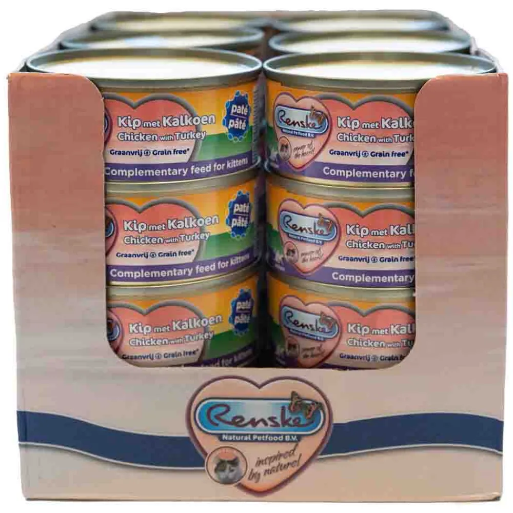 Hot 24x Vers Paté Kitten Kattenvoer Nat Kip Met Kalkoen 70 gr Kattenvoer