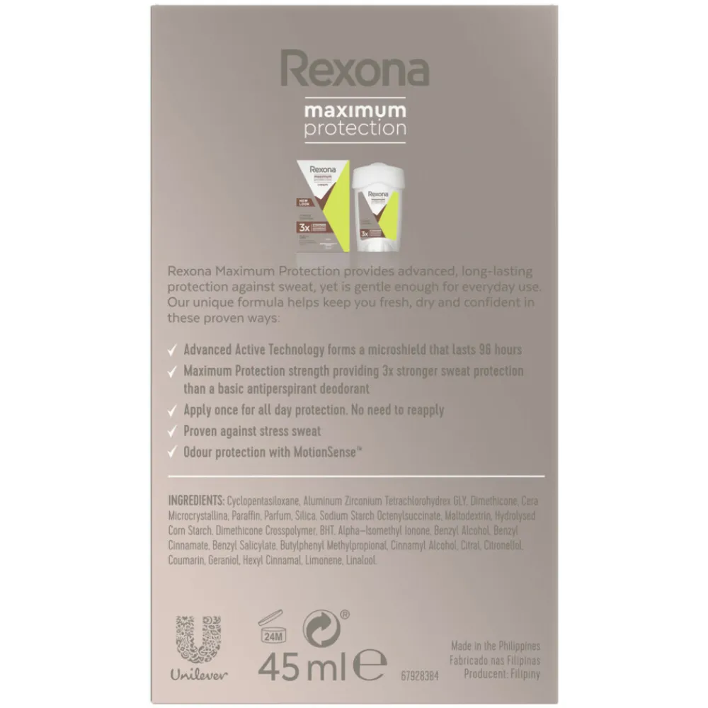 6x Deodorant Stick Cream Maximum Protection Stress Control 45 ml^Rexona Hot