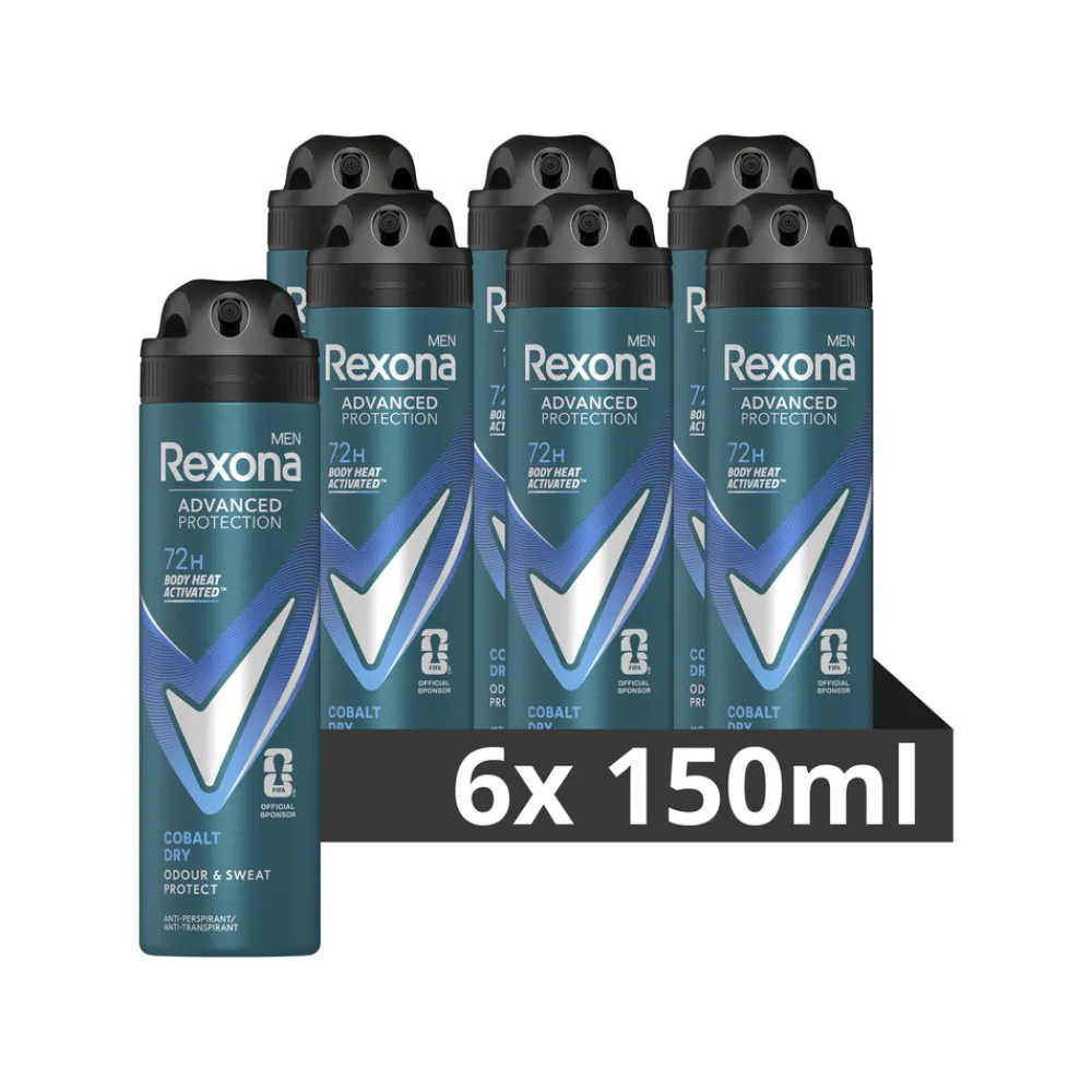 Deodorant<Rexona 6x Men Deodorant Spray Advanced Protection Cobalt Dry 150 ml