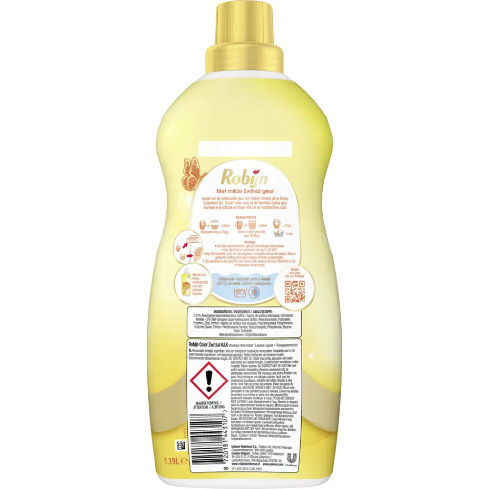 2x Klein & Krachtig Wasmiddel Zwitsalgeur 34 Wasbeurten 1,19 liter^Robijn Clearance