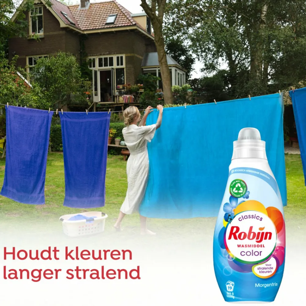 8x Klein & Krachtig Wasmiddel Morgenfris Color 19 Wasbeurten 665 ml^Robijn Online