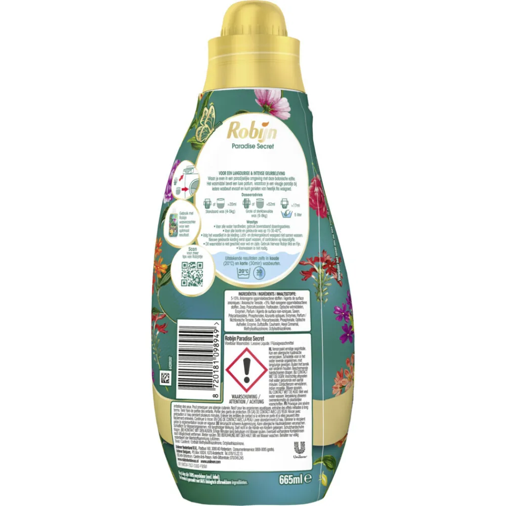 6x Klein & Krachtig Wasmiddel Color Paradise Secret 19 Wasbeurten 665 ml^Robijn Hot