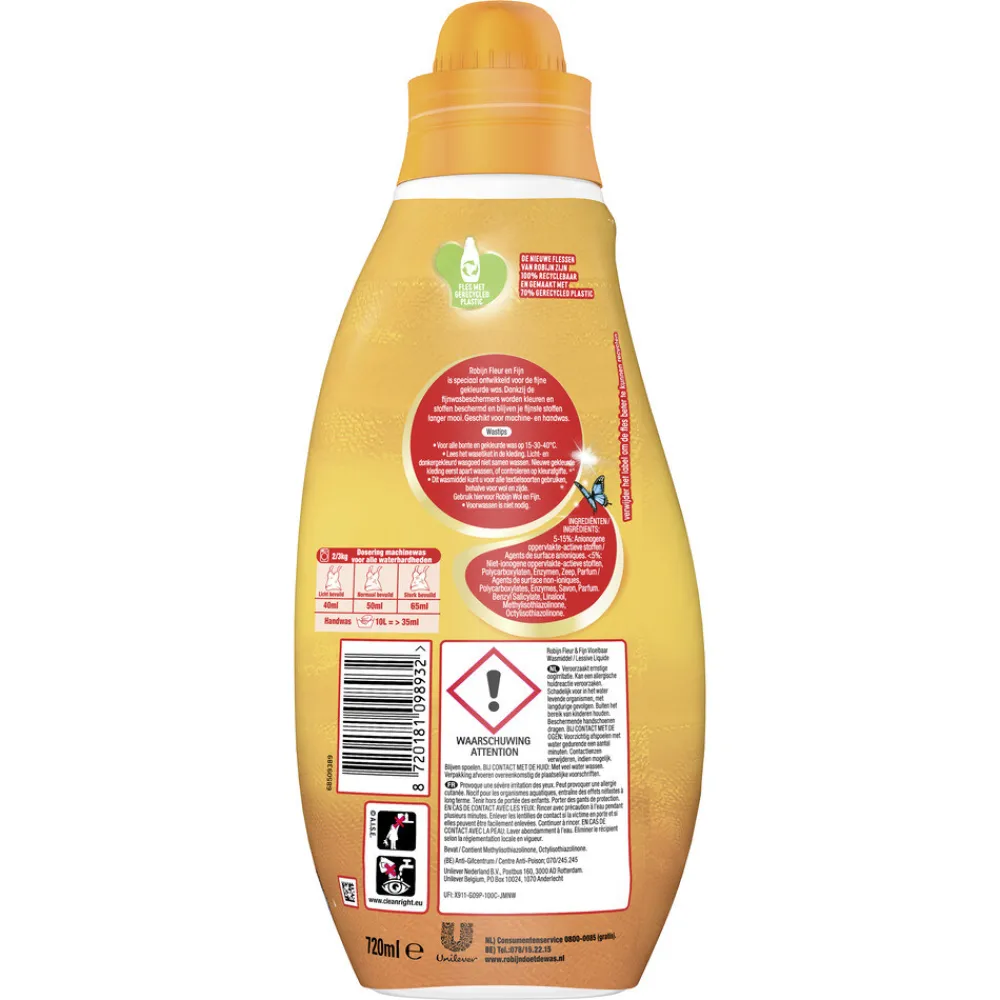 6x Vloeibaar Wasmiddel Fleur en Fijn 18 Wasbeurten 720 ml^Robijn Outlet