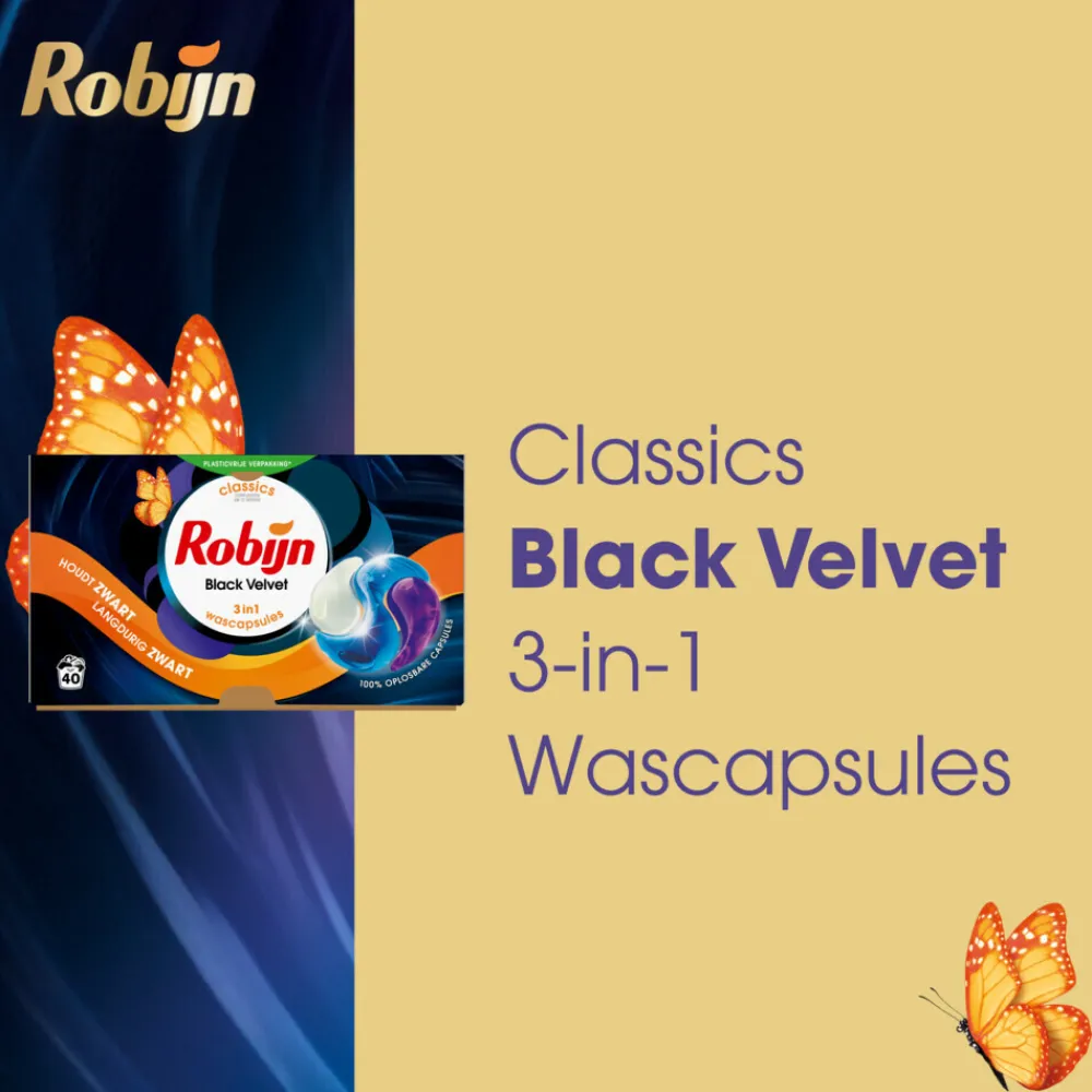 3x Wascapsules 3-in1 Black Velvet 40 stuks^Robijn