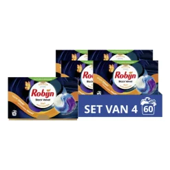 Outlet 4x Wascapsules 3-in1 Black Velvet 15 stuks Wasmiddel