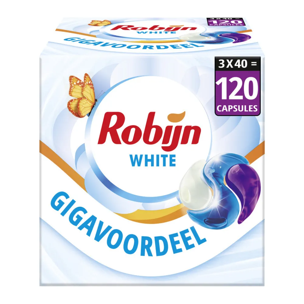 3x Wascapsules 3-in-1 Stralend Wit 40 stuks^Robijn Hot