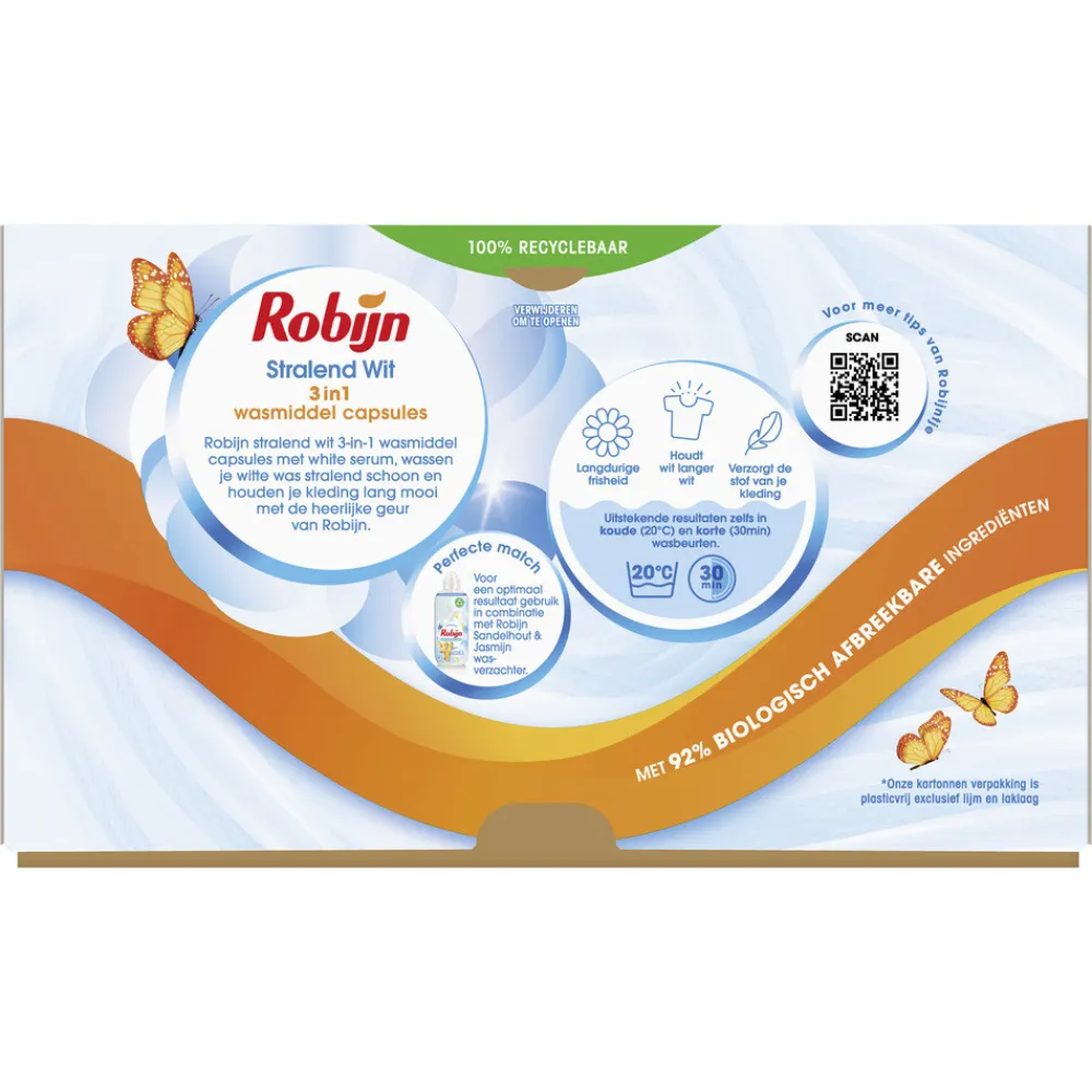 3x Wascapsules 3-in-1 Stralend Wit 40 stuks^Robijn Hot