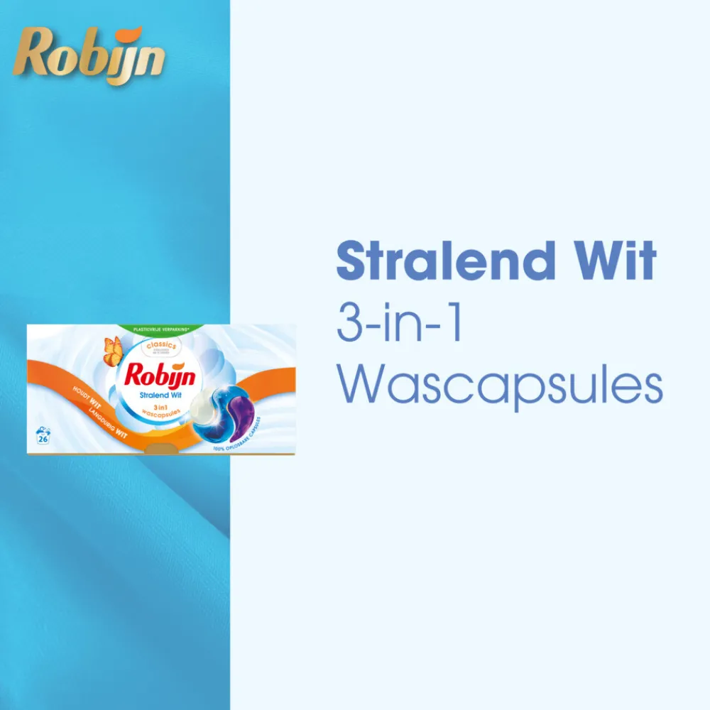 3x Wascapsules 3-in-1 Stralend Wit 26 stuks^Robijn