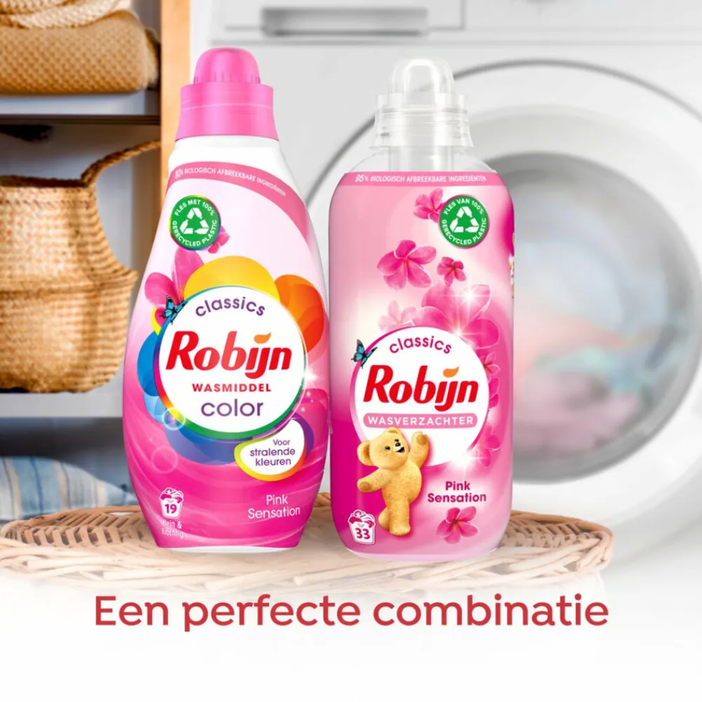 Wasverzachter<Robijn 8x Wasverzachter Pink Sensation 33 Wasbeurten 825 ml