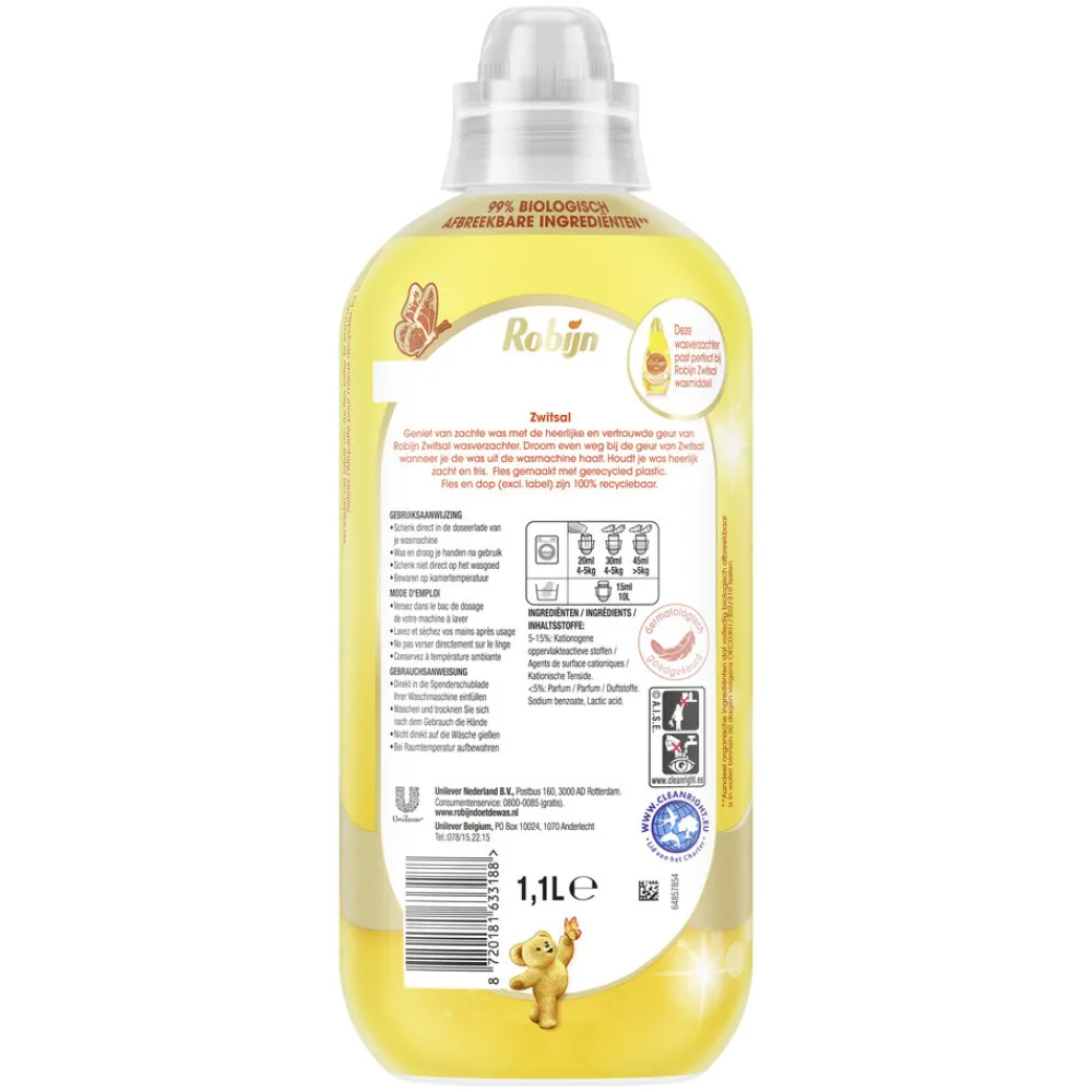 Wasverzachter<Robijn 8x Wasverzachter Zwitsal 55 Wasbeurten 1,1 liter