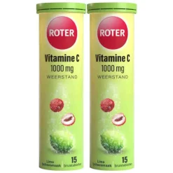 Vitaminen<Roter 2x Vitamine C 1000 mg Lime- Lychee 15 bruistabletten