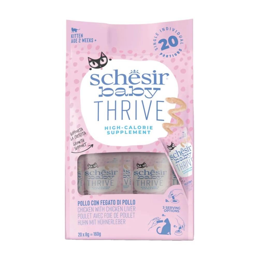 Kattenvoer<Schesir 8x Baby Thrive Kitten Kip 20 x 8 gr