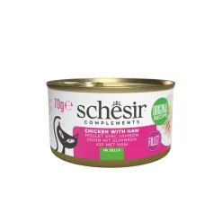 Kattenvoer<Schesir 12x Complementary Kattenvoer Kip & Ham in Gelei 70 gr