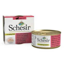 Kattenvoer<Schesir 12x Kattenvoer Garnaal in Bouillon 70 gr