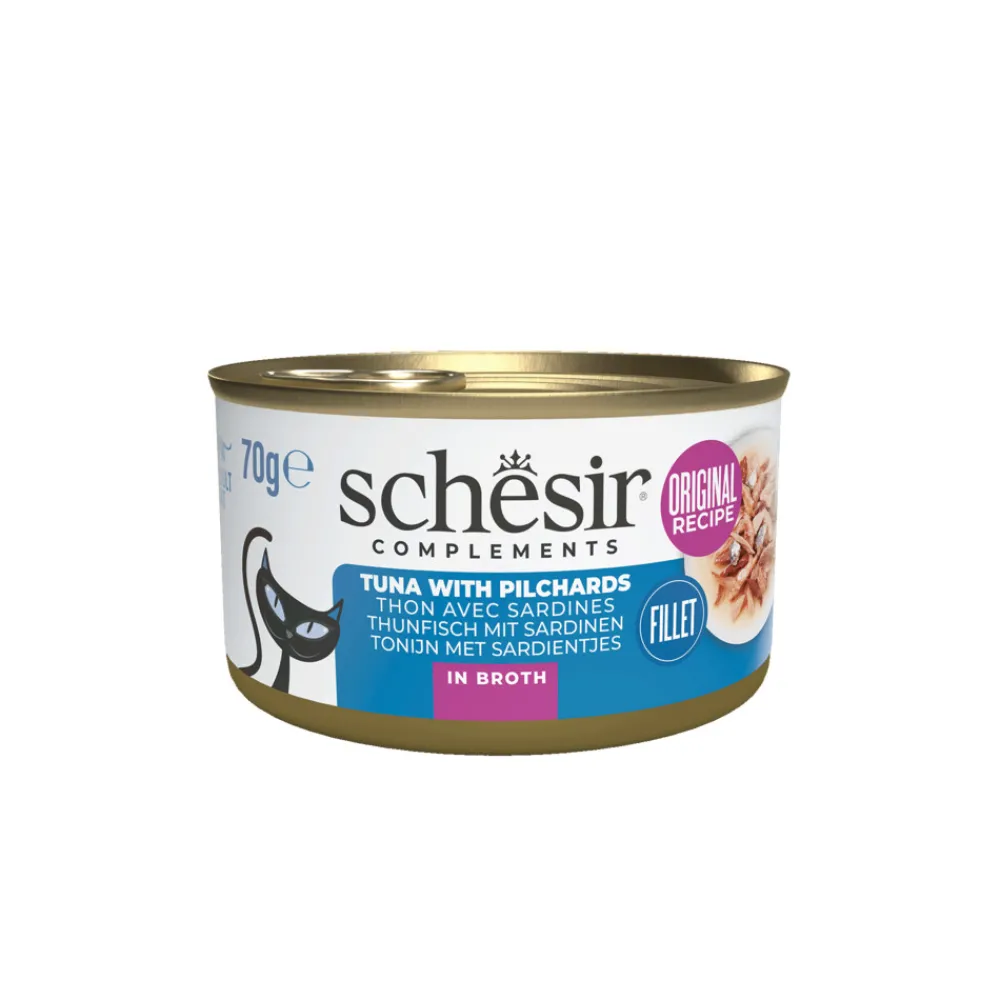 12x Kattenvoer Gekookte Tonijn en Sardines 70 gr^Schesir