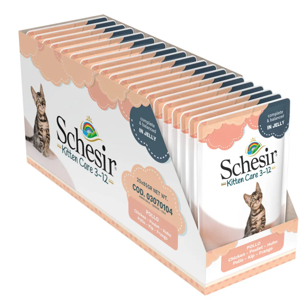 20x Kattenvoer Kitten 3-12 Kip in Gelei 85 gr^Schesir Discount