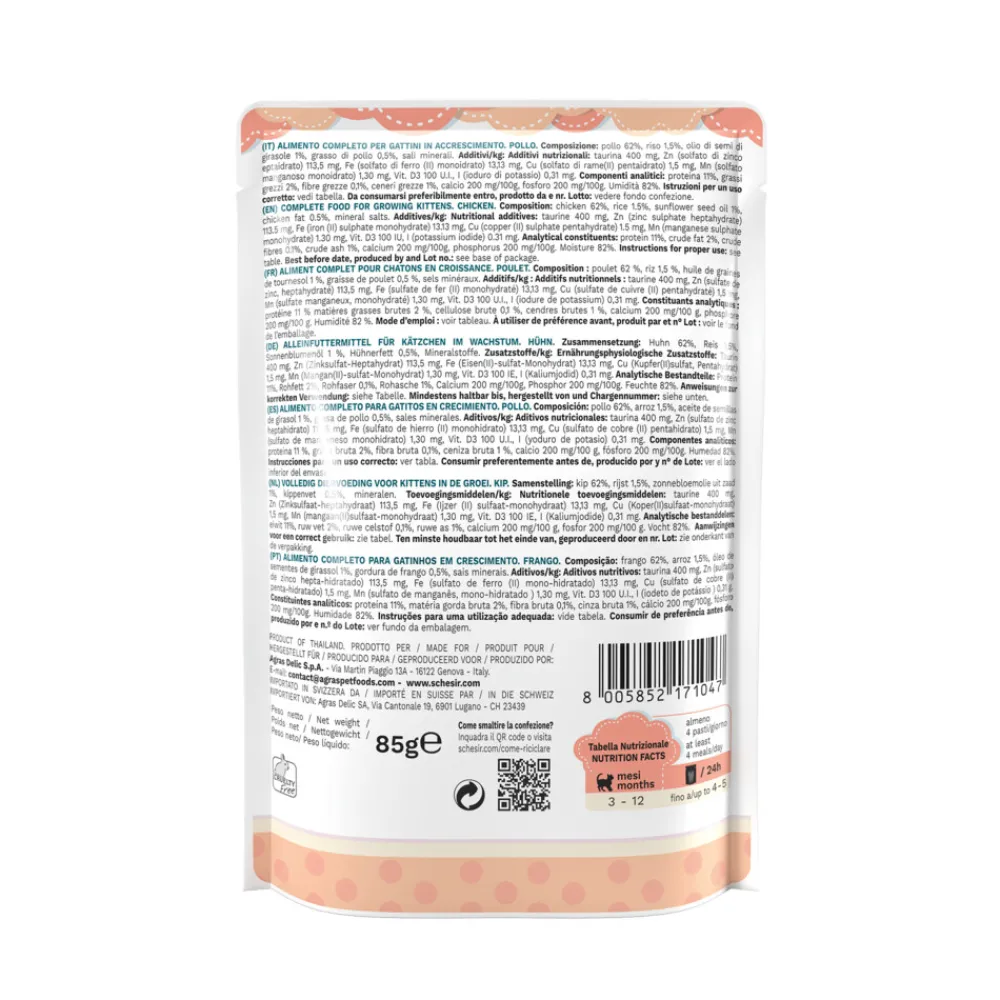 20x Kattenvoer Kitten 3-12 Kip in Gelei 85 gr^Schesir Discount