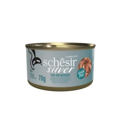 Kattenvoer<Schesir 12x Silver Cat Bouillon Tonijn & Makreel 70 gr