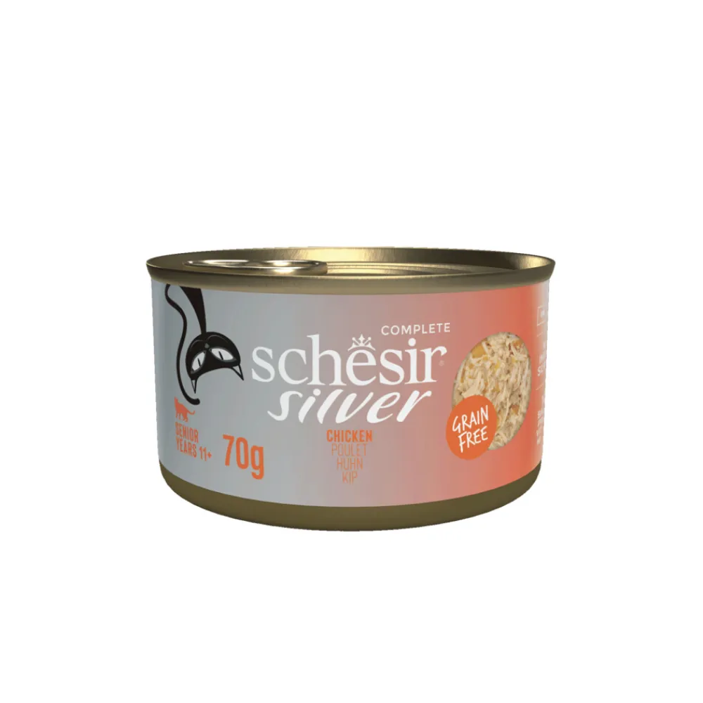 Kattenvoer<Schesir 12x Silver Cat Bouillon Kip 70 gr