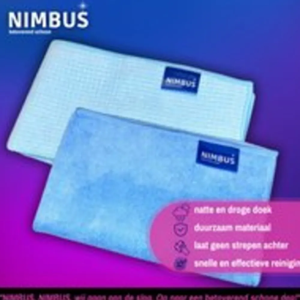 Schoonmaakdoekjes<NIMBUS 1x Schoonmaakdoek & 1x Droogdoek Badkamer Set Pakket