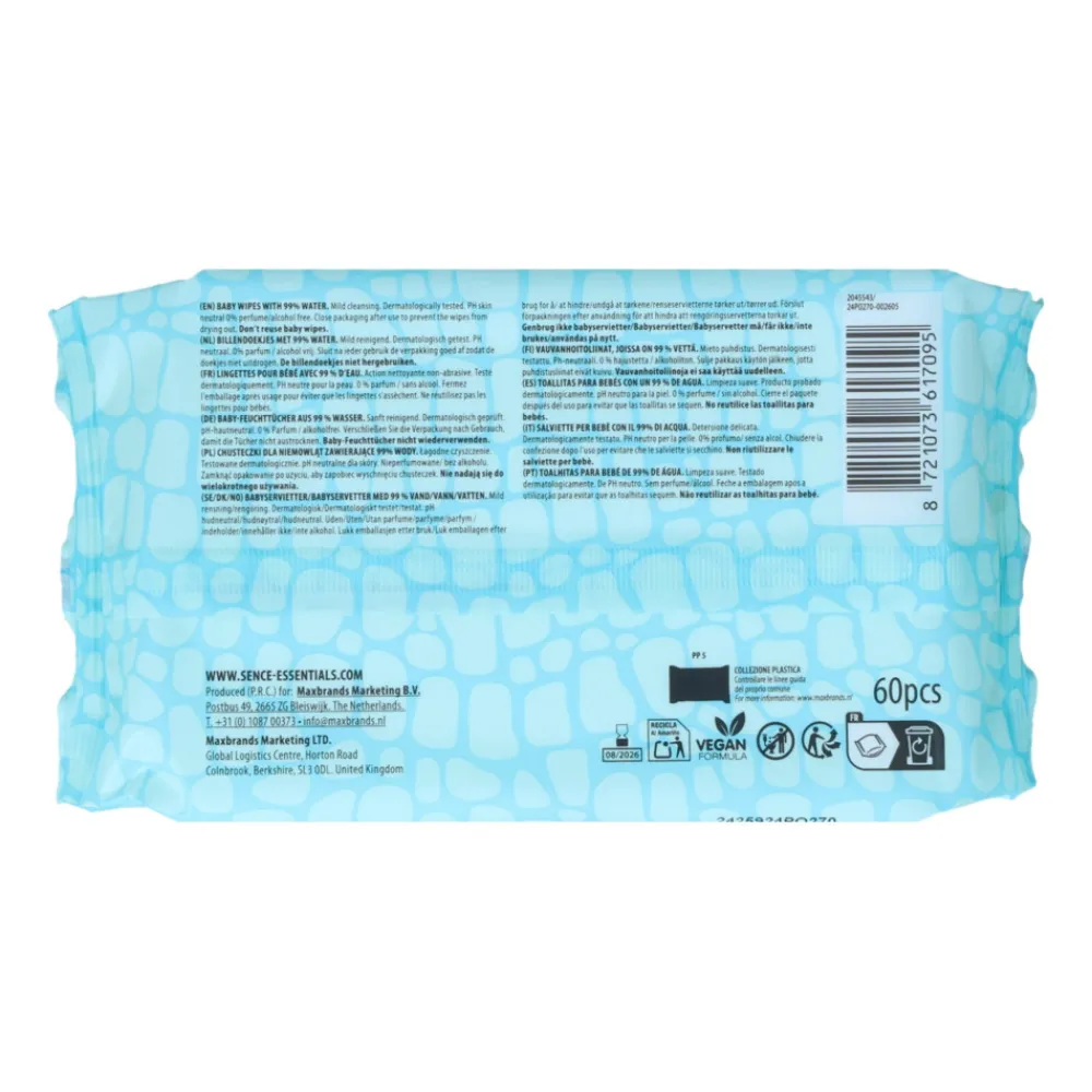 24x Baby Wipes Water 24x60= 1440 stuks^Sence New