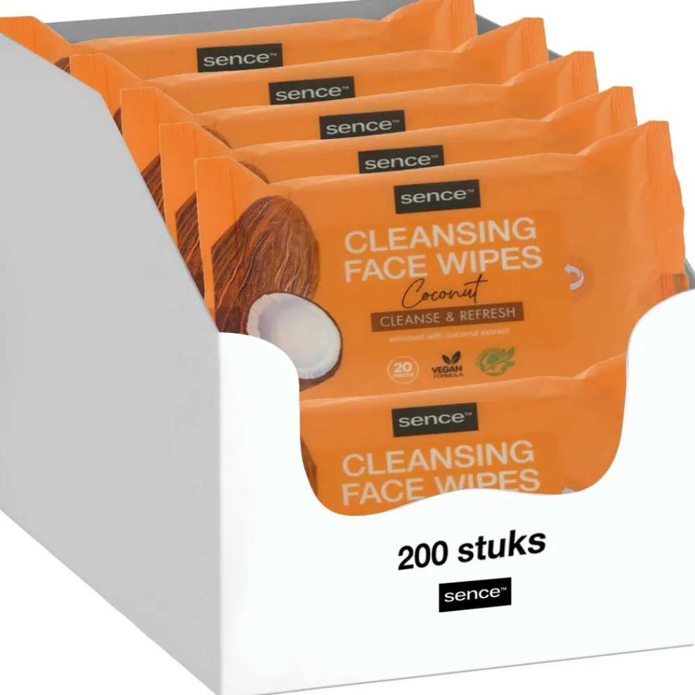 Hot 10x Gezichtsreinigingsdoekjes Coconut 20 stuks Reiniging