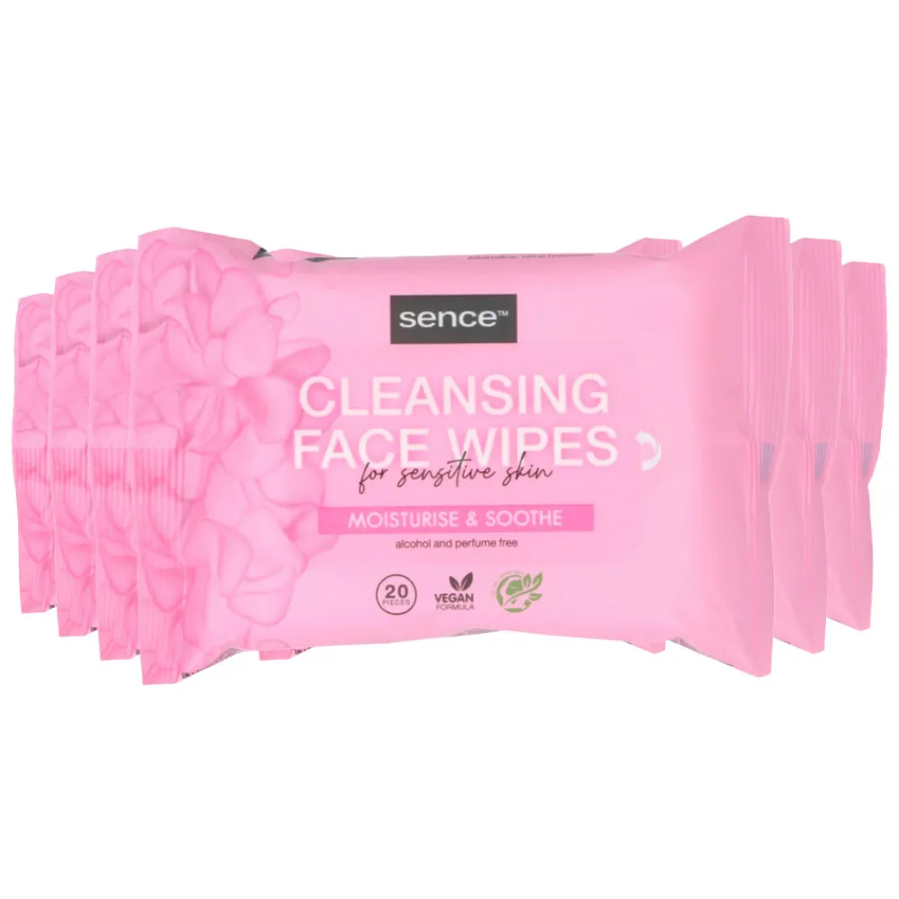 6x Gezichtsreinigingsdoekjes Gevoelige Huid 20 stuks^Sence Clearance