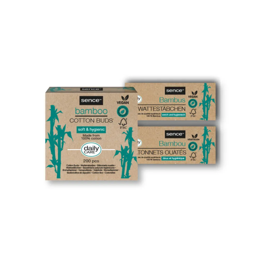6x Wattenstaafjes Bamboo Katoen 200 stuks^Sence Outlet
