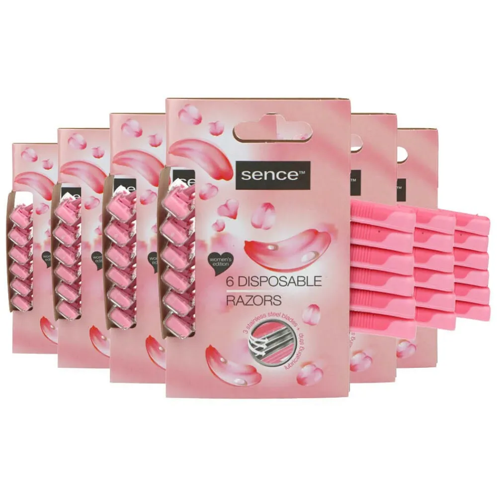 Scheren & Ontharen<Sence 6x Wegwerpmesjes Three Blades Vrouwen 6 stuks