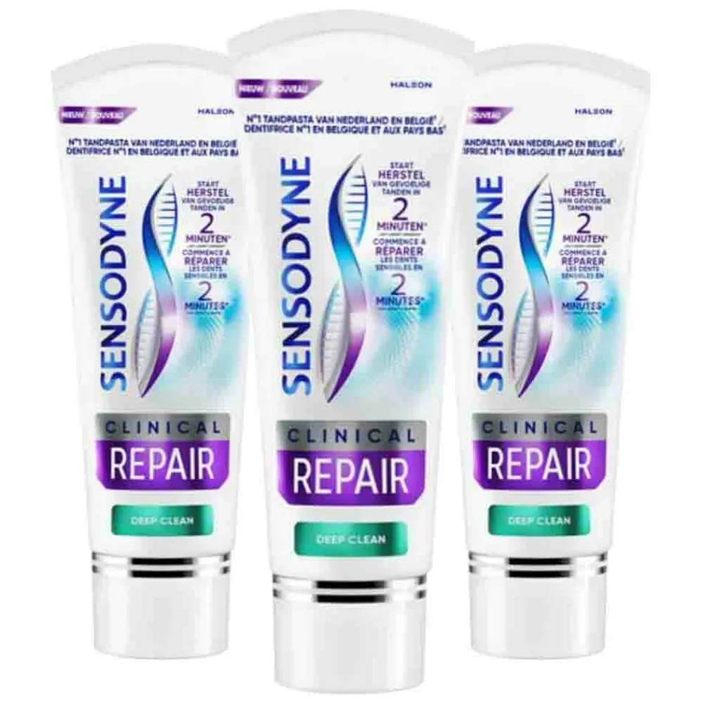 Specialistische Mondverzorging|Spoelen & Poetsen<Sensodyne 3x Tandpasta Clinical Repair Deep Clean 75 ml