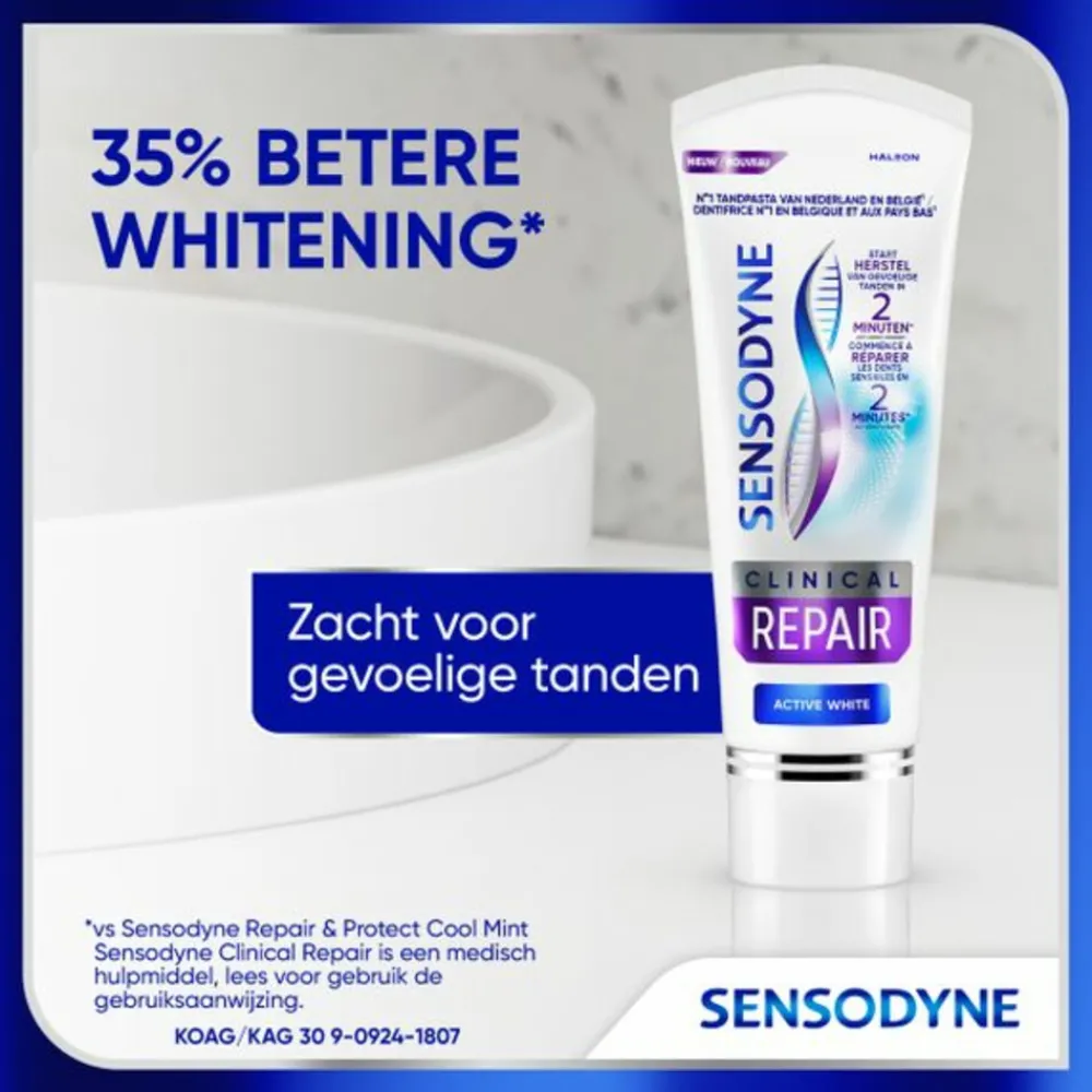 Outlet 6x Tandpasta Clinical Repair Active White 75 ml Specialistische Mondverzorging|Spoelen & Poetsen