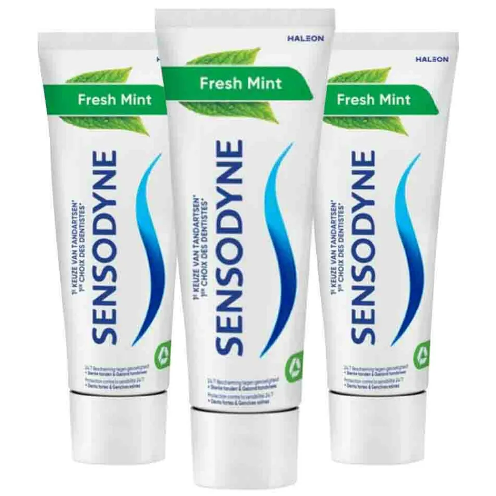 Specialistische Mondverzorging|Spoelen & Poetsen<Sensodyne 3x Tandpasta Fresh Mint 75 ml