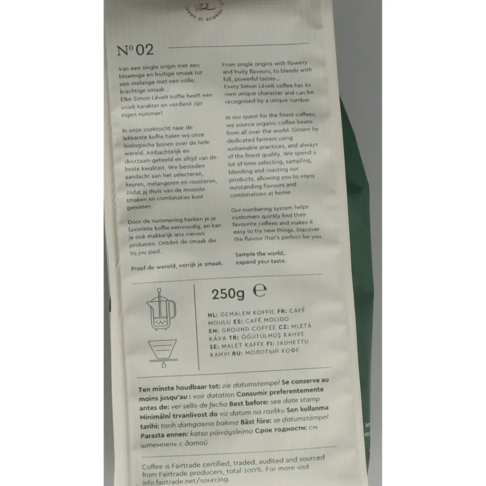 3x Koffie Organico Forte 250 gr^Simon Levelt Best