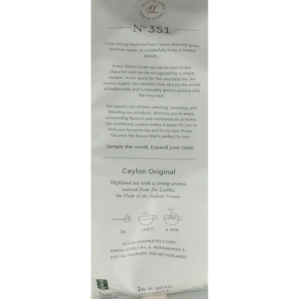 3x Premium Organic Tea Ceylon Original 90 gr^Simon Levelt Sale