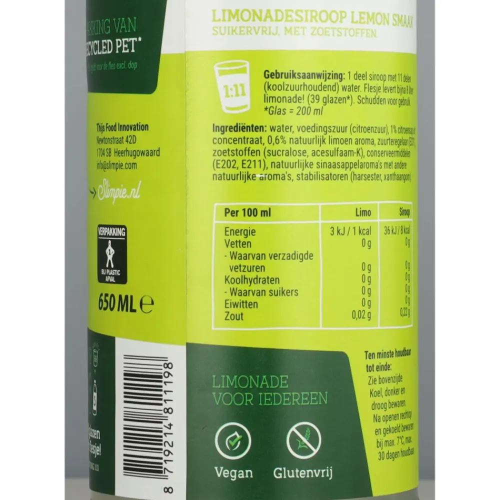 Siropen & Zoetstoffen|Dranken<Slimpie 3x Siroop Lemon 650 ml