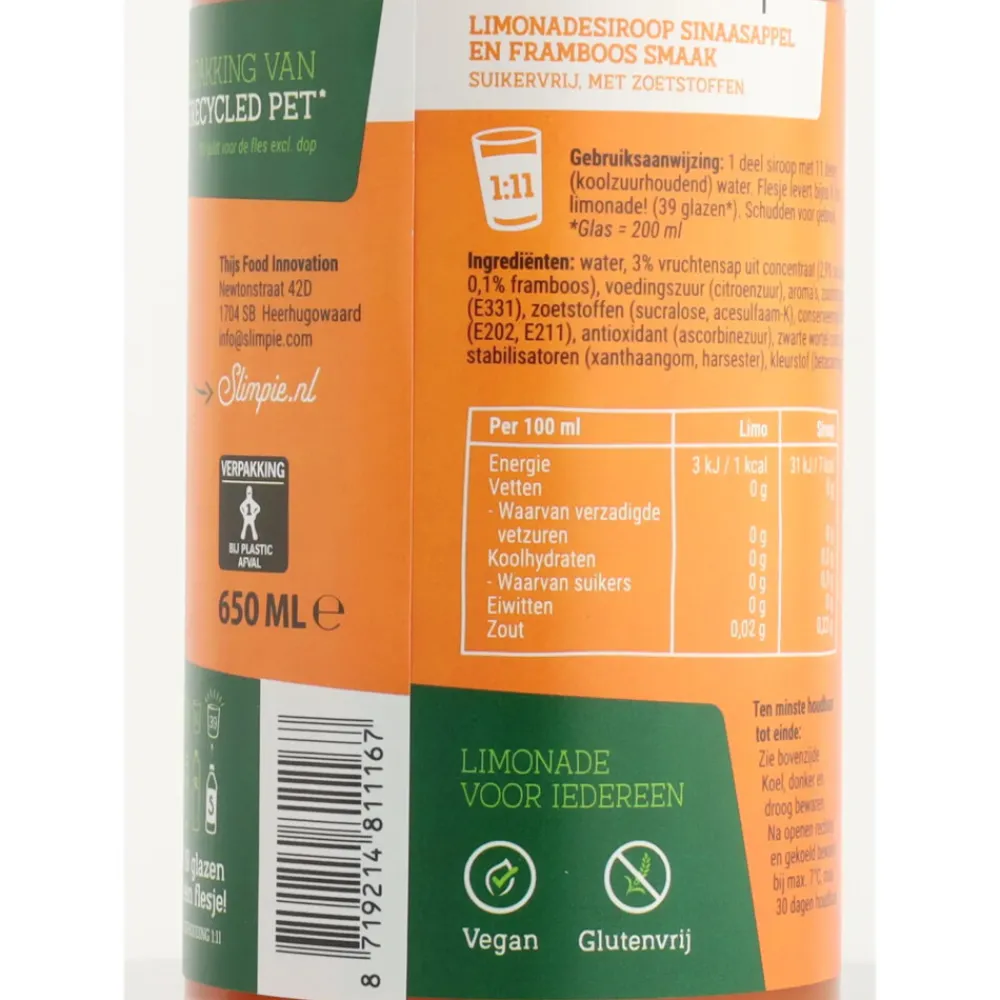 Outlet 3x Siroop Sinaasappel Framboos 650 ml Siropen & Zoetstoffen|Dranken