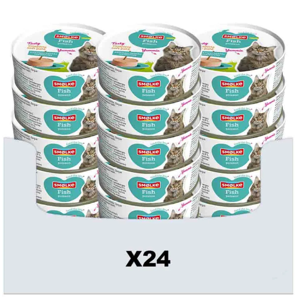 Kattenvoer<Smolke 24x Kattenvoer Soft Paté Vis 80 gr