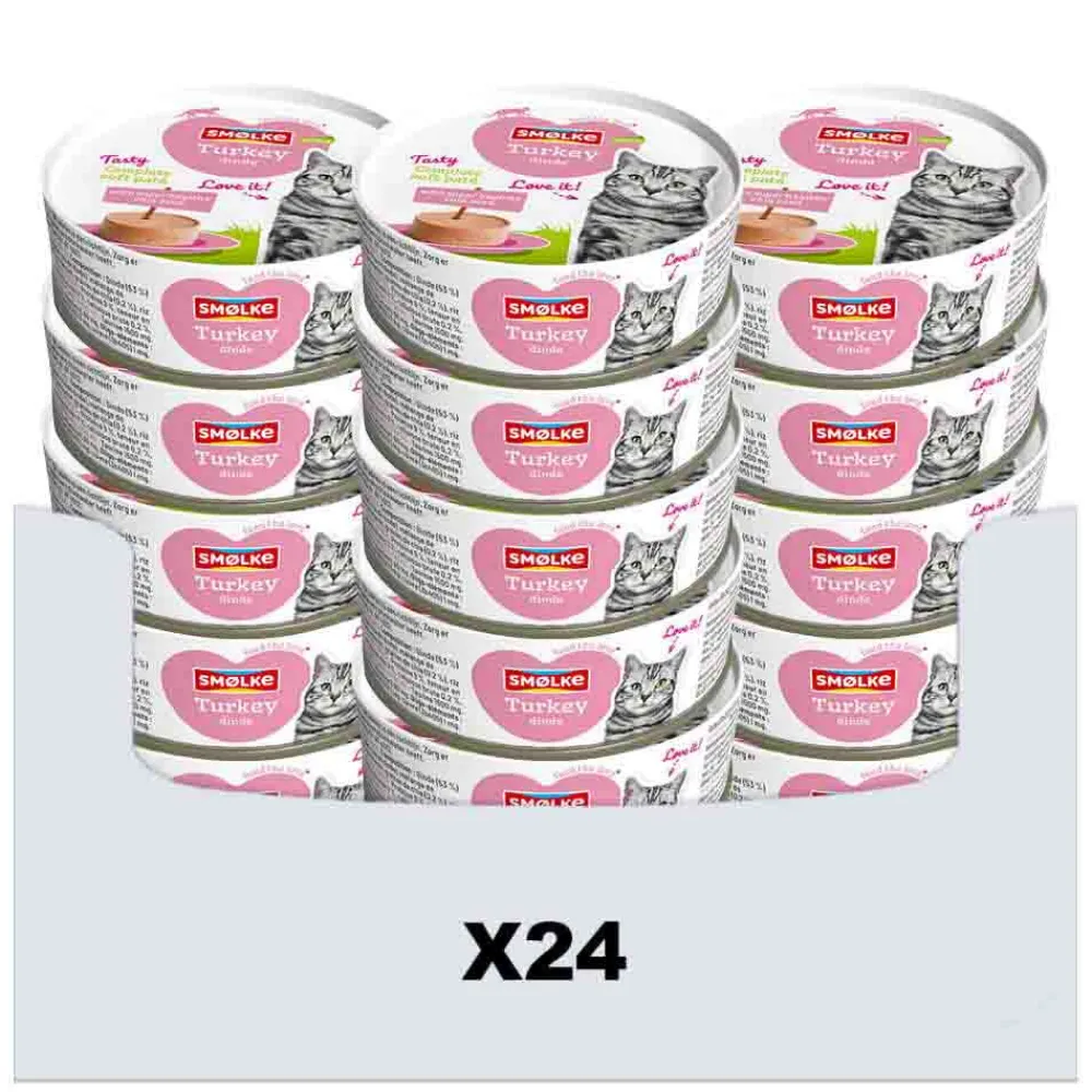 Kattenvoer<Smolke 24x Kattenvoer Soft Paté Kalkoen 80 gr