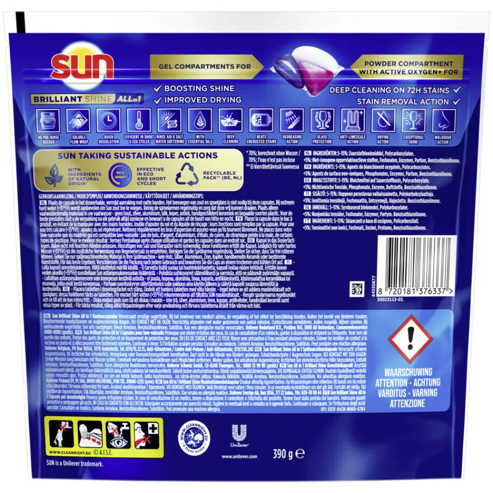 Discount 5x Brilliant Shine All-in 1 Vaatwascapsules 26 stuks Machineafwas