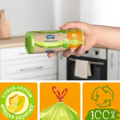 12x Vuilniszakken met Trekband Geparfumeerd Actif Fresh 35 liter 9 stuks^Swirl