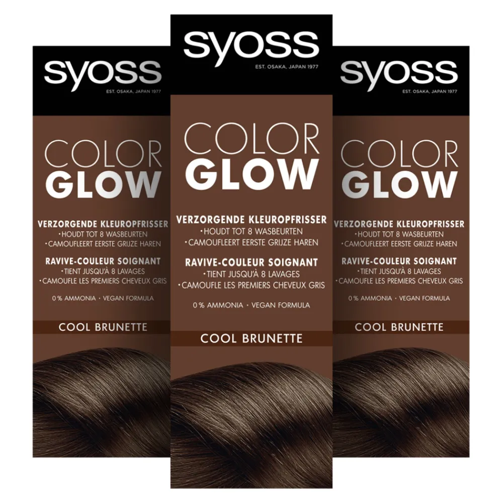 3x Color Glow Kleuropfrisser Cool Brunette 100 ml^Syoss Sale