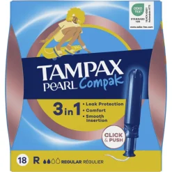 8x Pearl Compak Regular Tampons Met Inbrenghuls 18 stuks^Tampax Discount