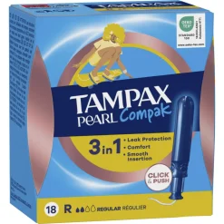 8x Pearl Compak Regular Tampons Met Inbrenghuls 18 stuks^Tampax Discount